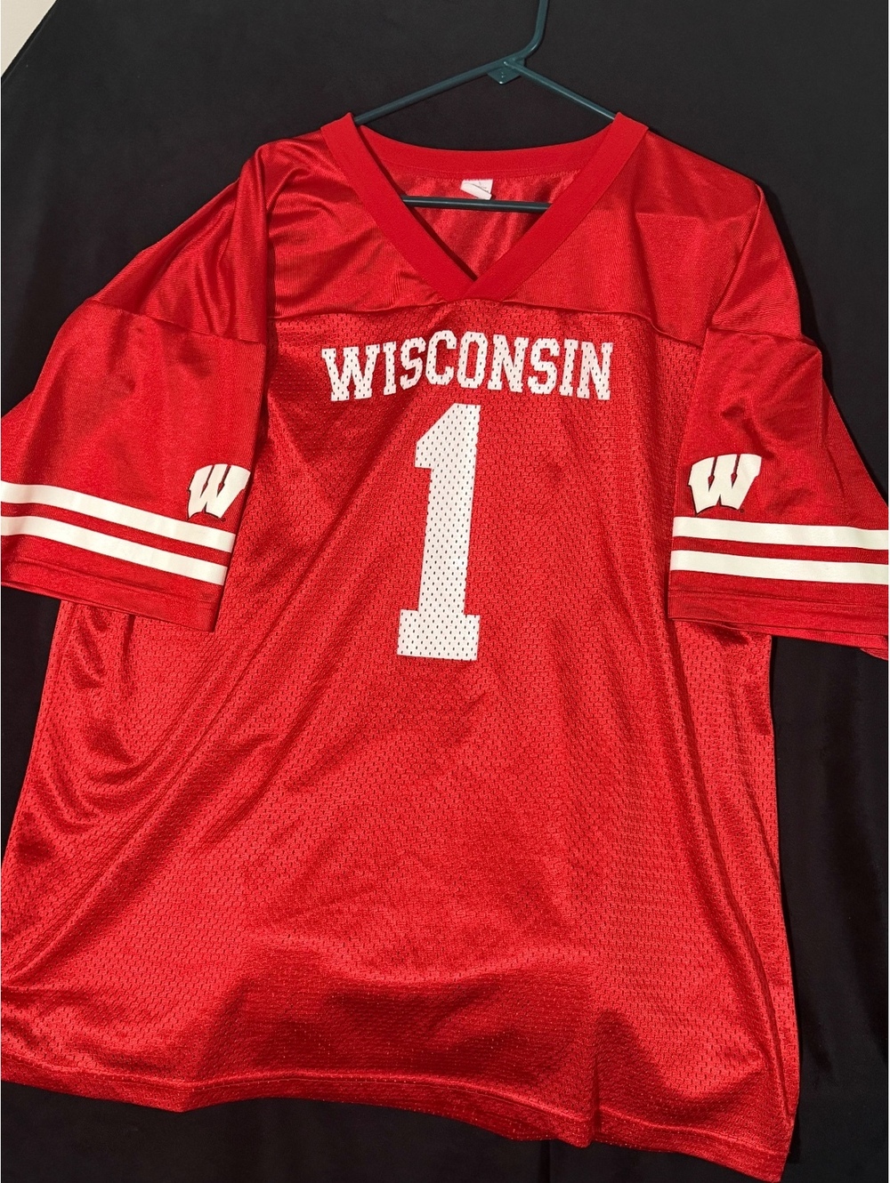 Wisconsin Red Football Jersey with Number 1